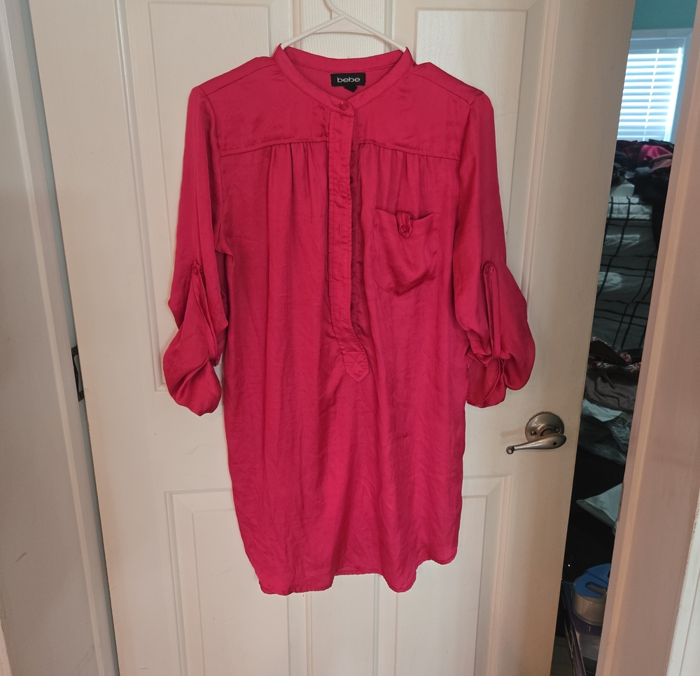bebe Hot Pink Roll-Tab Tunic